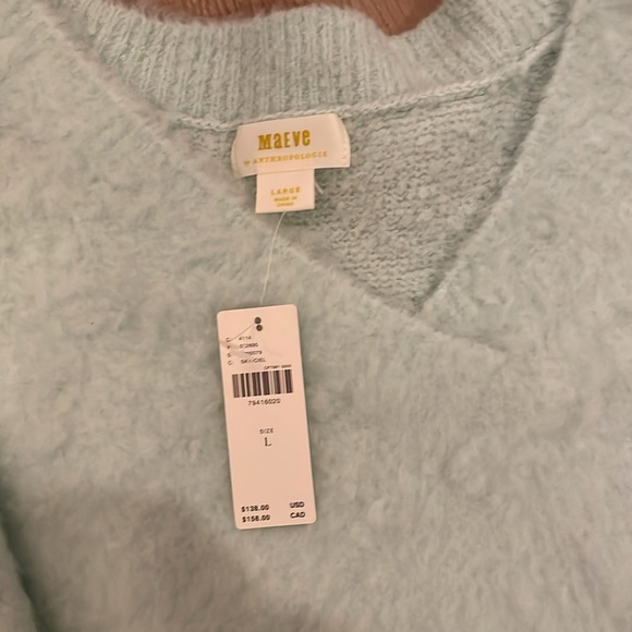 Anthropologie Maeve Plush V-Neck Sweater Merino Wool Fur - Picture 5 of 5